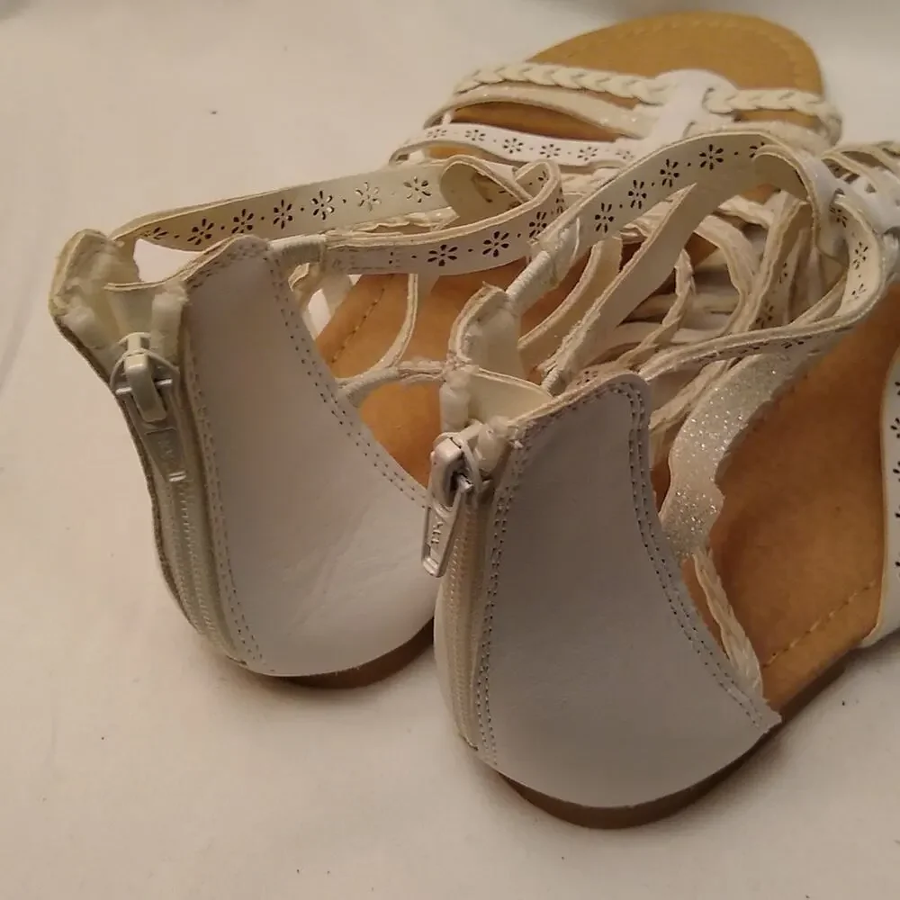 NWOT So Girl’s Size 5 M Gladiator Sandals Zip Back Beachball White